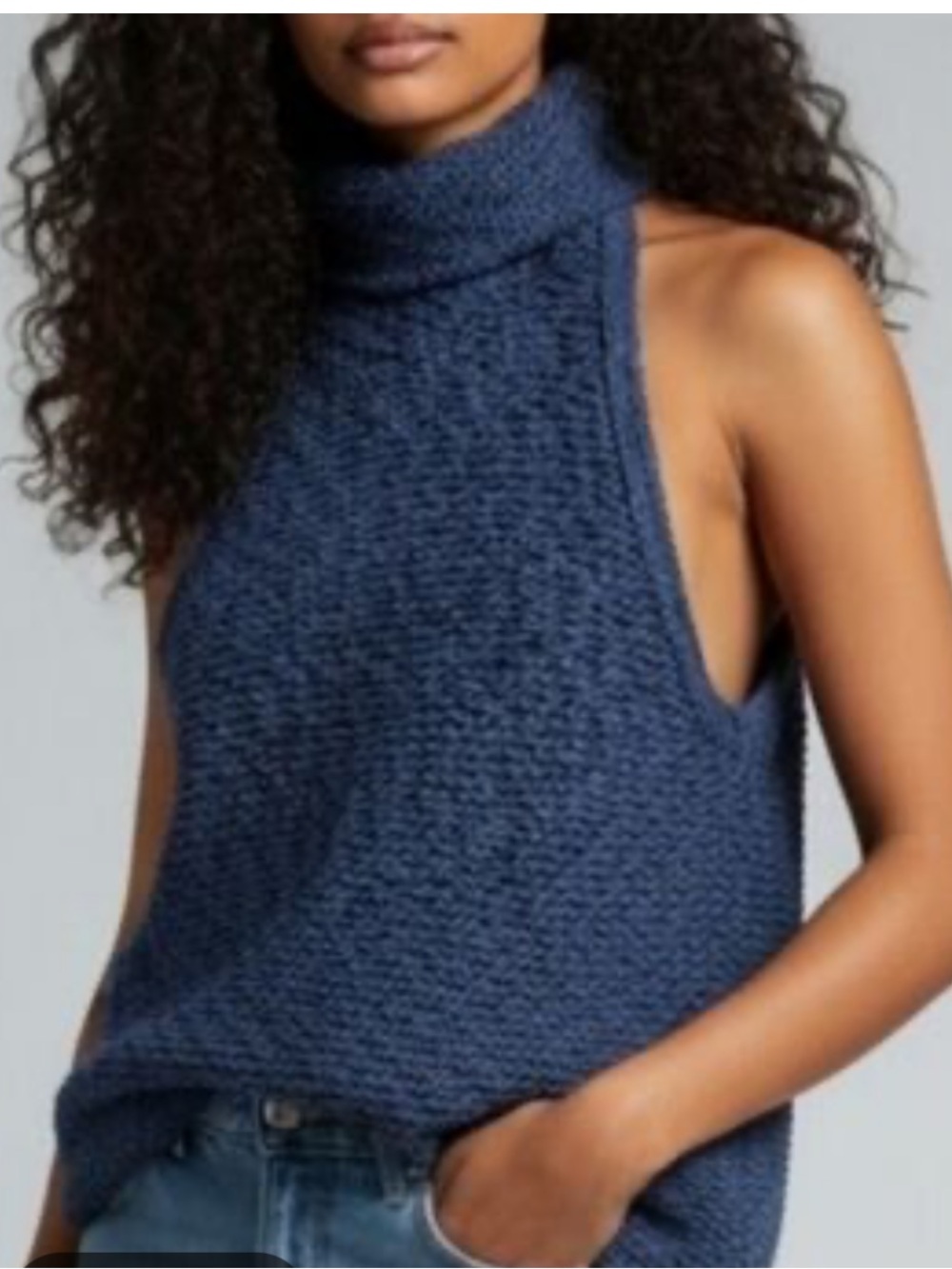 Anthropologie Pilcro Navy Sleeveless Chunky Turtleneck Sweater